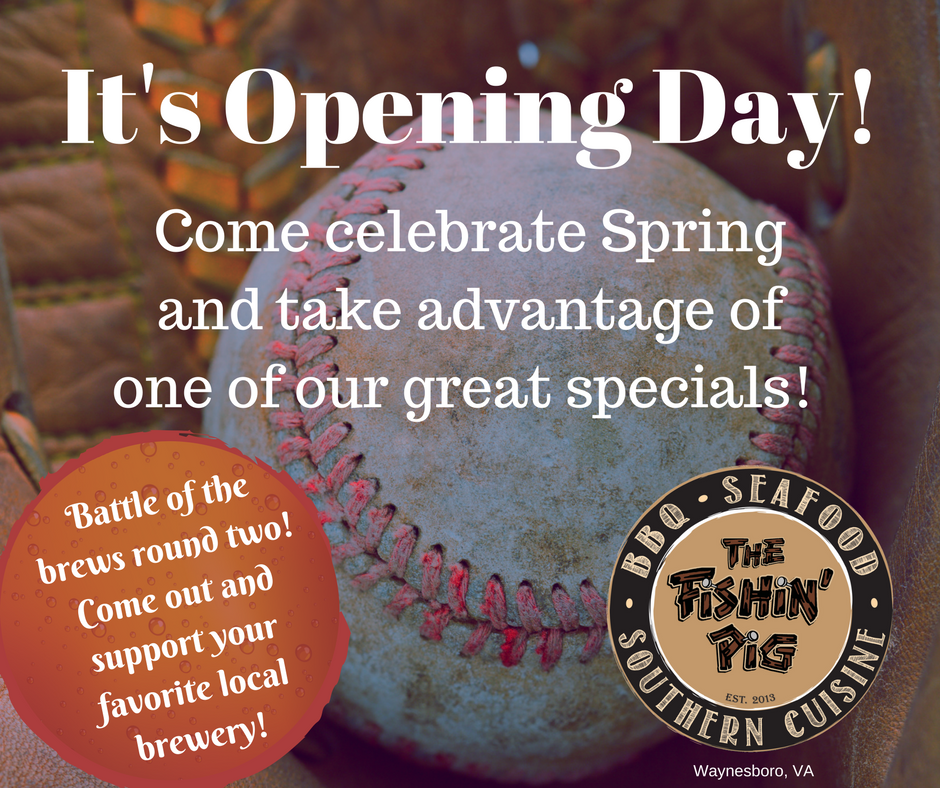 Spring has finally sprung!  Join us tonight for outdoor fun, #baseball, Battle of the BREWS and 1/2 price Catfish!