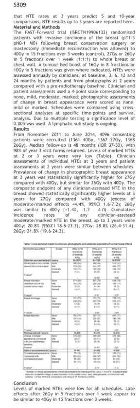 FAST-Forward: resultados cosméticos a 3 años. Hacía un nuevo estándar de 26Gy@5 días?? #ESTRO37