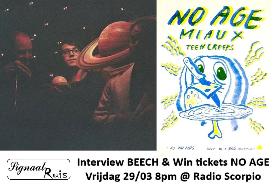Morgen interview met #Beech &amp; vrijkaarten te winnen voor <a href="/NoAgeLA/">No Age</a> , Miaux en Teen Creeps in <a href="/Het_Bos/">HET BOS!</a>  ! Luisteren maar, vrijdag 30/03, 8pm op <a href="/radioscorpio/">Radio Scorpio</a> !