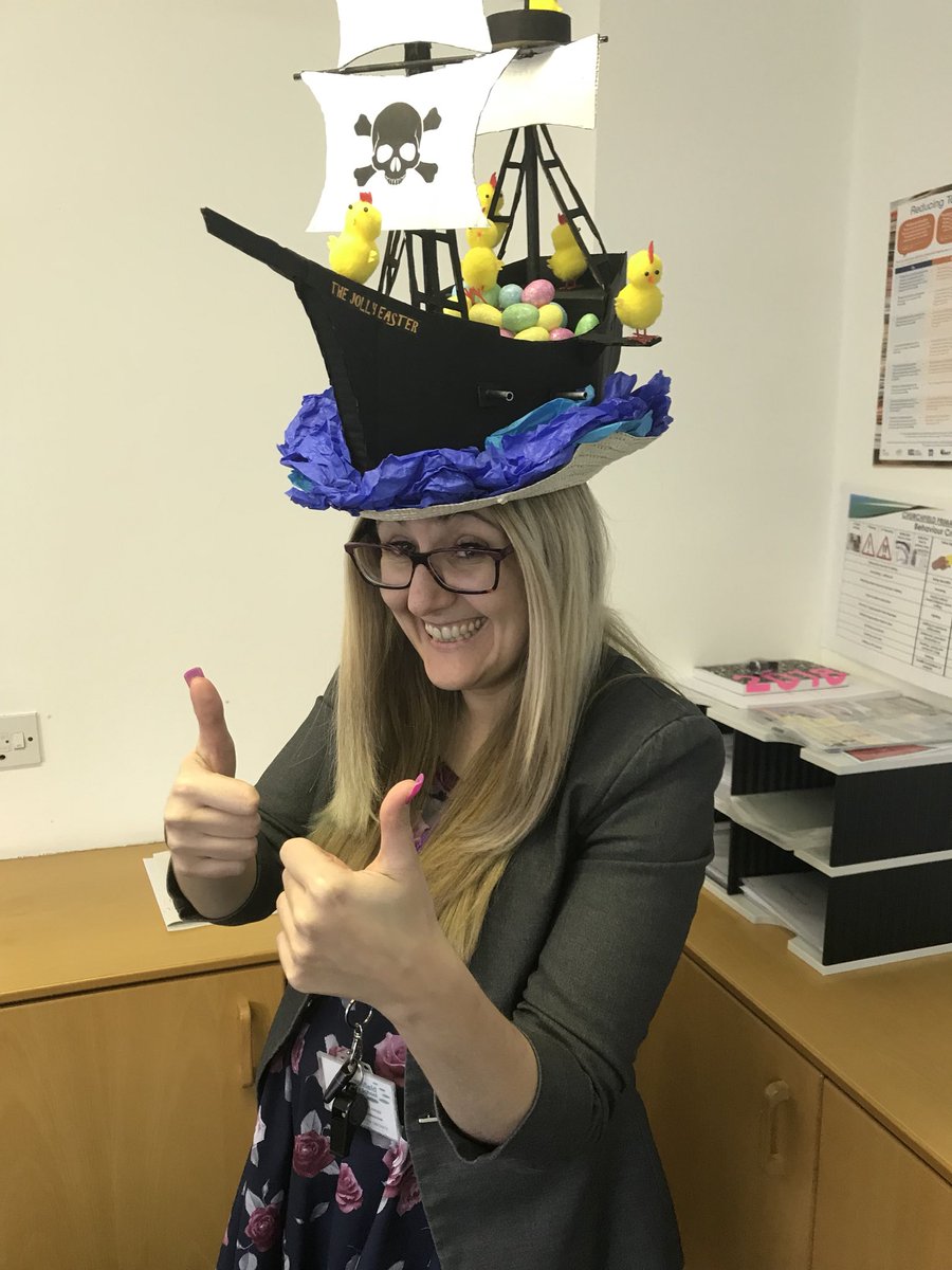 ChurchfieldSch's tweet photo. We had a wonderful Easter bonnet parade today and Sam let me wear his ‘egg-cellent’ hat. Have a jolly Easter break. https://t.co/t1ZfBVhynH