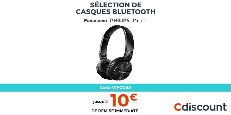 Cdiscount's tweet photo. 👑 VENTES PRIVILÈGES 👑

Jusqu'à 10€ de remise immédiate sur une sélection de casques Bluetooth 🎧

➡ https://t.co/0lhNnELruw ⬅ https://t.co/kZ4M9WGBpX