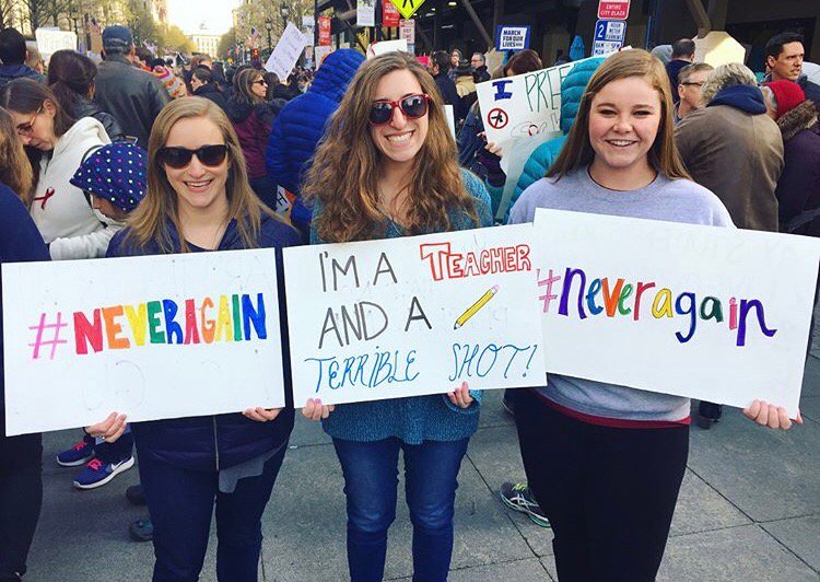 ElonEdFellows's tweet photo. Last weekend, some of our senior Teaching Fellows participated in the March for Our Lives! They created posters advocating for the safety of students in their future classrooms. https://t.co/4FA1CD3bQW