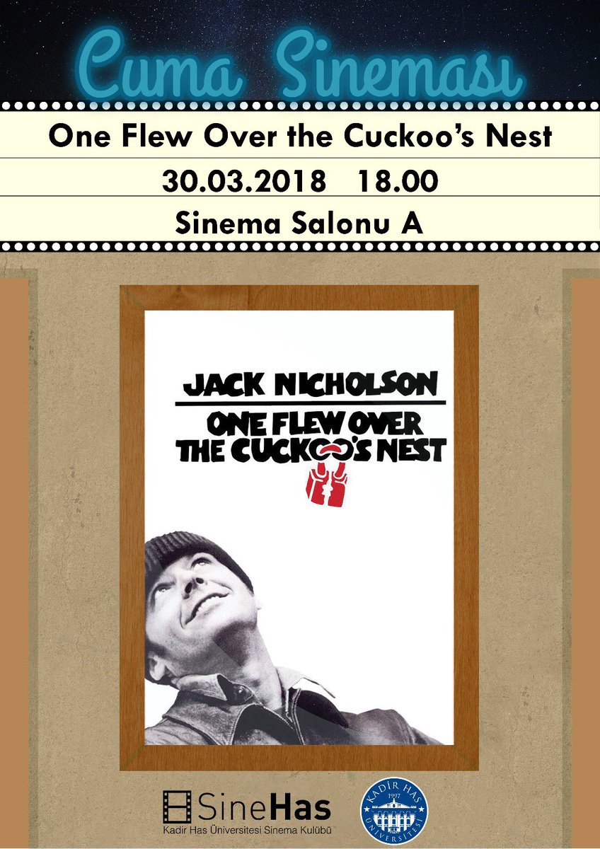 📽 SineHas Cuma Sineması’nda bu hafta:
“One Flew Over the Cuckoo’s Nest” 
Kaçırmayın💥