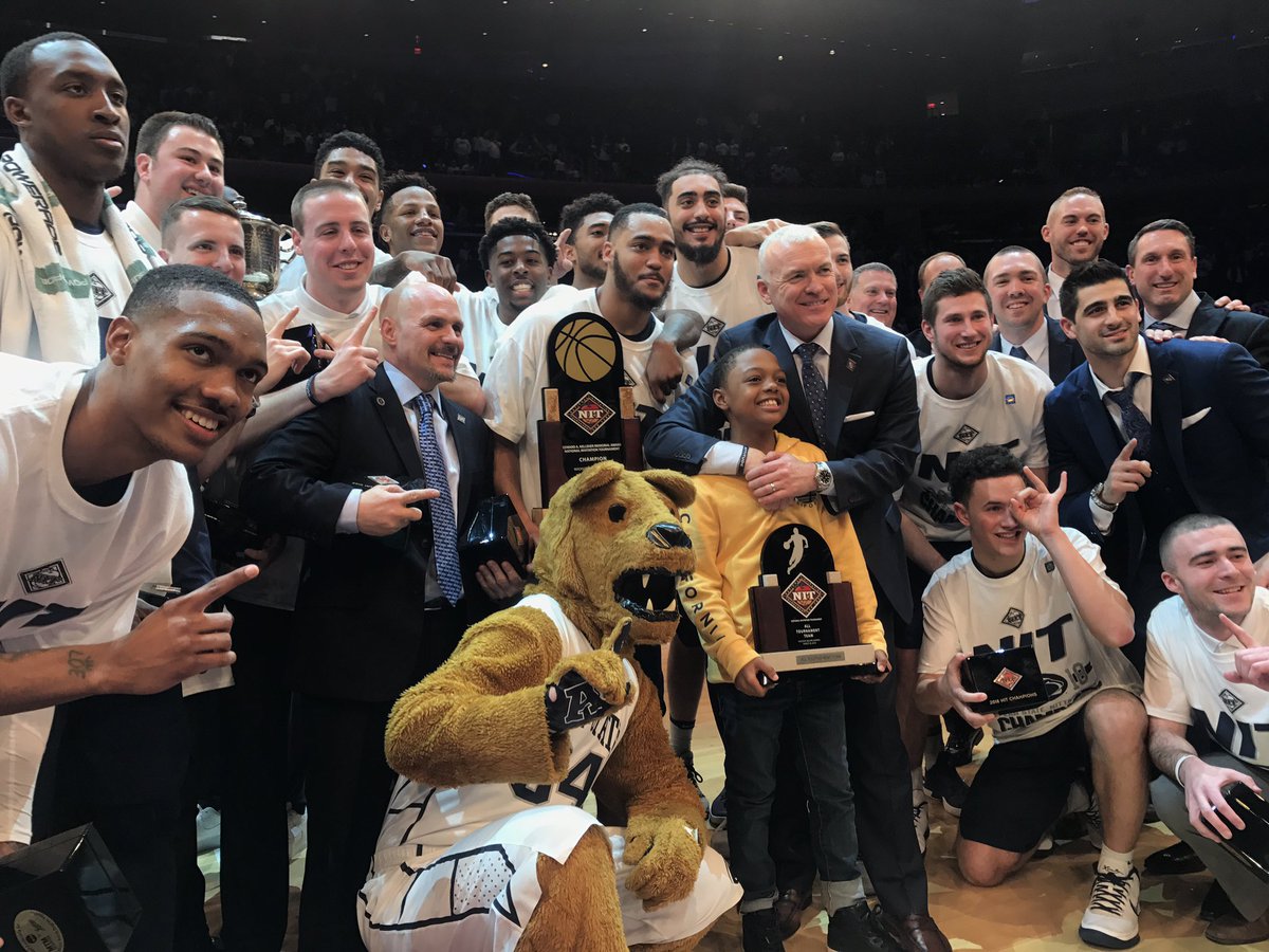 PennStateMBB's tweet photo. We Are... The Champions 🔵🦁⚪️
Still Climbin' 
#ClimbWithUs https://t.co/8IY69Y9EpI
