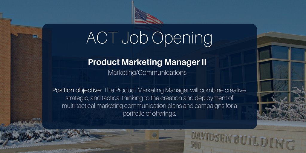 ACTCareer's tweet photo. ACT Job Opening - Product Marketing Manager: https://t.co/01TDdIgQN1 #marketing #business #IAjobs https://t.co/adwF6oBlCY