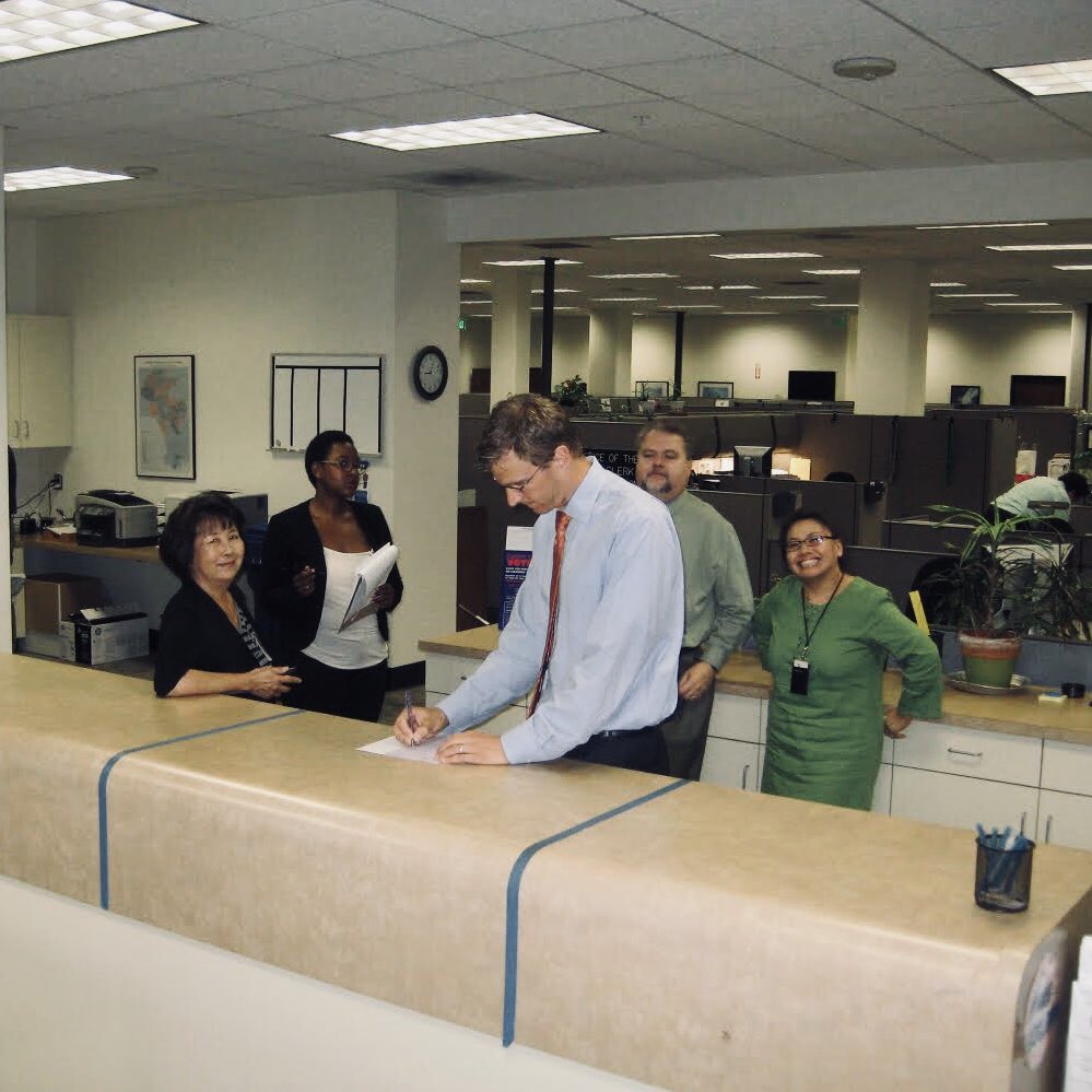 LACityClerk's tweet photo. #TBT With our past City Clerk June Lagmay and former Election Division Chief Jacob Wexler
#elections #LACityVotes #registertovote #makinghistory https://t.co/nMkbAATgla