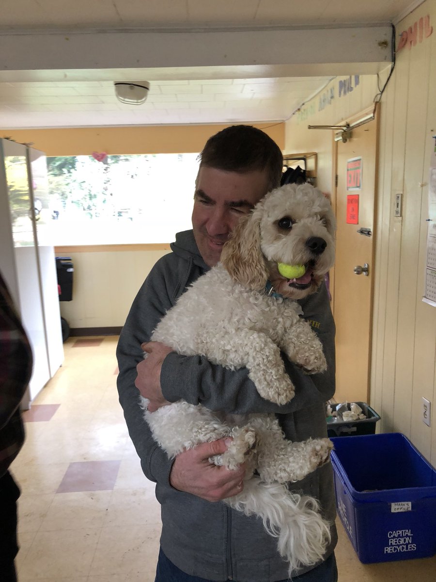 jOTie2019's tweet photo. No better way to start off a long weekend than coming home to my favourite folk at my families community inclusion facility, West Coast Human Services. Such a warm welcome, although Oliver might be stealing the show 🙄 https://t.co/sSfrrIhtjN