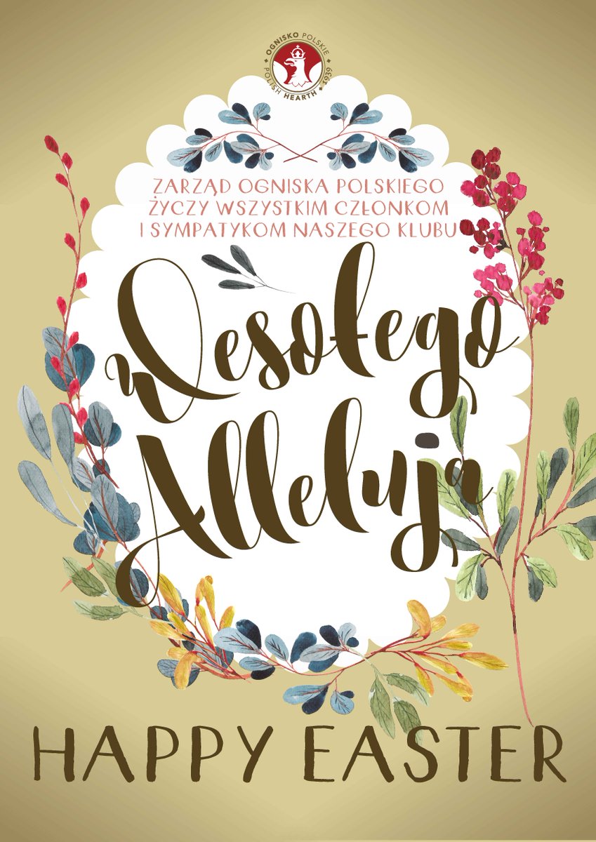 Zarząd Ogniska Polskiego życzy wszystkim członkom i sympatykom klubu - Wesołego Alleluja 🐥

The Executive Committee would like to wish all of our members and supporters a very Happy Easter 🐥