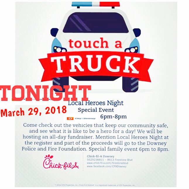 discoverdowney's tweet photo. Don't miss out on two incredible EVENTS tonight! #CoffeewithaCOP and #LocalHeroesNight ๐๐check out the FLYERS attached for location and times! #CityofDowney #TouchaTruck #Starbucks #ChikfilA #CityofDowneyCA #DowneyPD #FireFoundation https://t.co/BokXjpX9lz