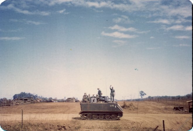 I love this picture of the lonely guys in country on their tank. Did they get home?