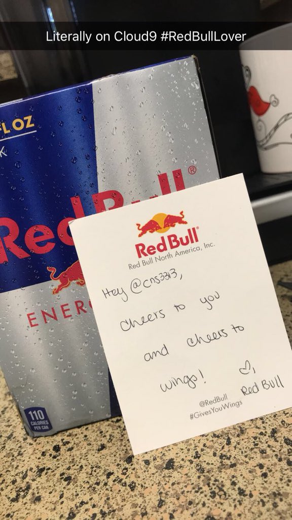 CNS3313's tweet photo. Just received this package😃😁 #RedBullLover #OnCloud9 #DreamsDoComeTrue @redbull https://t.co/9E9ViPZvkm
