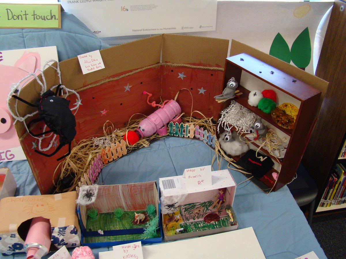 Students and families made some wonderful creations while reading this year's One School, One Book title, Charlotte's Web. #relesreaders
