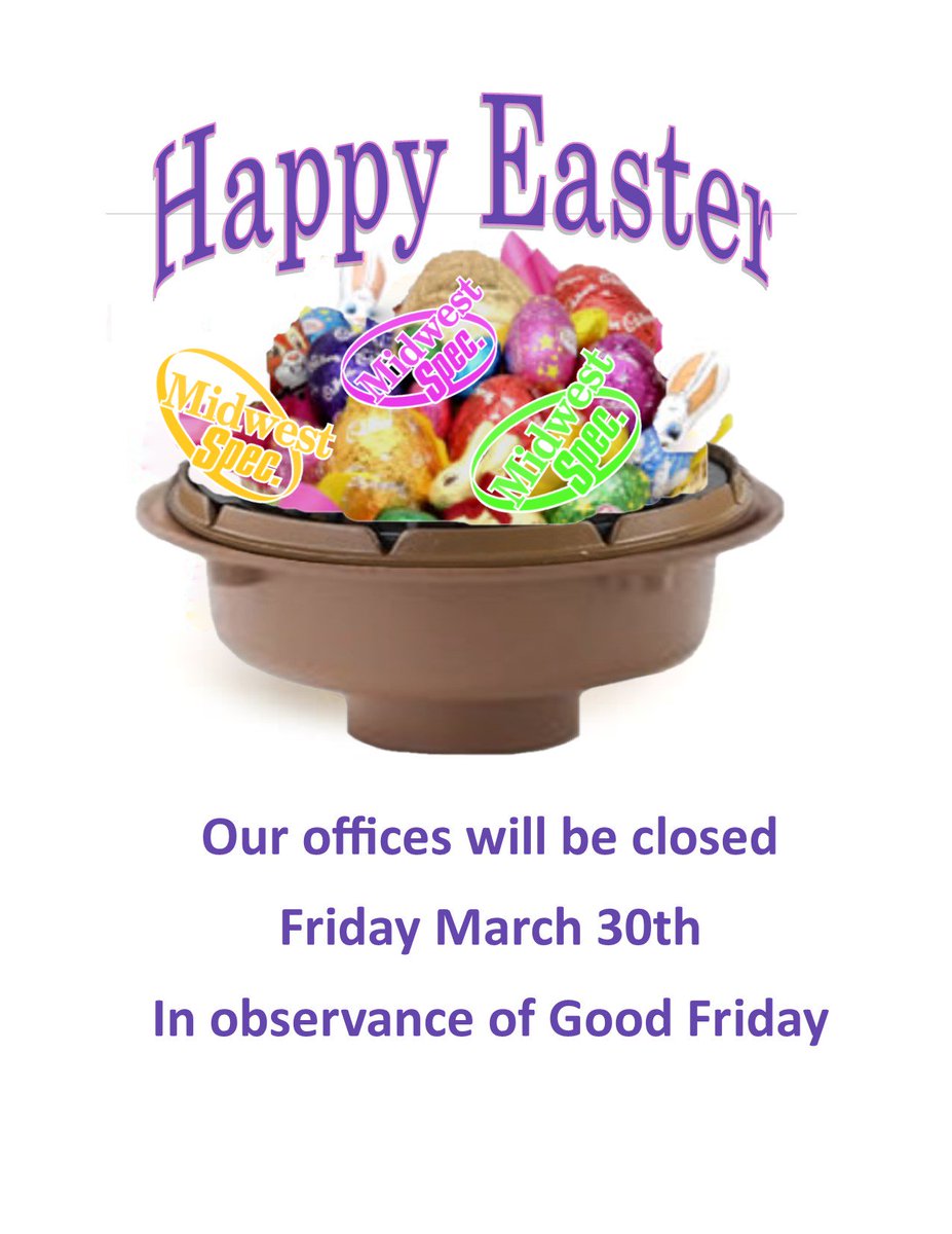 MWS Offices closed Friday - Happy Easter!