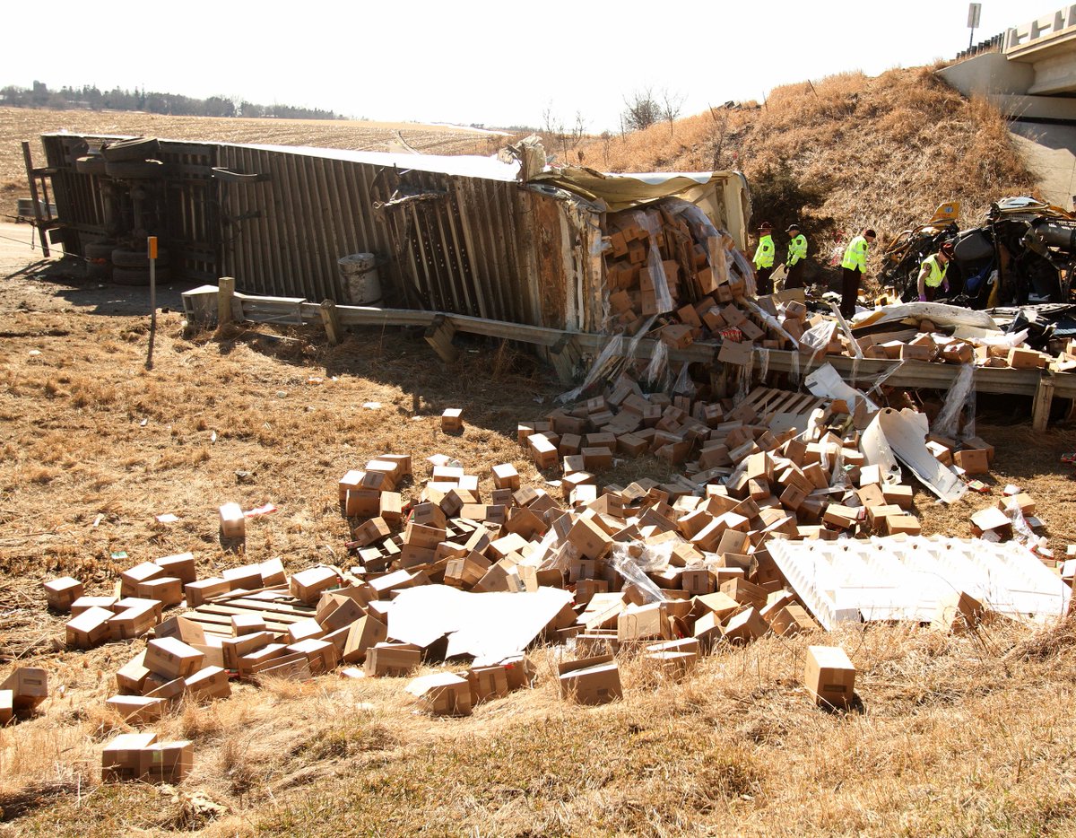 PBenida's tweet image. Semi accident near Simpson.  View photos at postbulletin.com/gallery/photos…