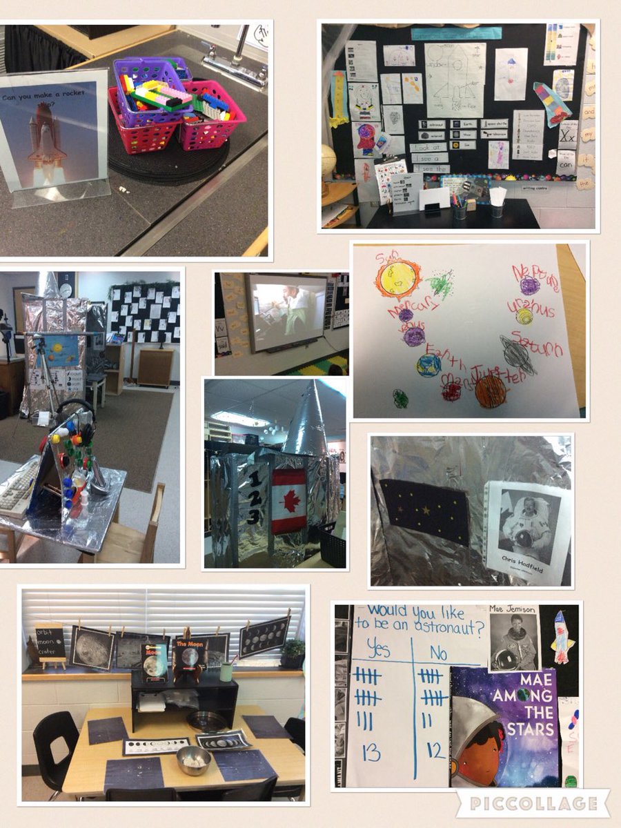 Learning about space in kindergarten. We’ve had lots of fun and many of our students mentioned Chris Hadfield in their dramatic play! The other day we heard, “help us Chris Hadfield. Our rocket needs to be fixed.”
<a href="/byronsouthwood/">Byron Southwood</a> 
<a href="/Cmdr_Hadfield/">Chris Hadfield</a>