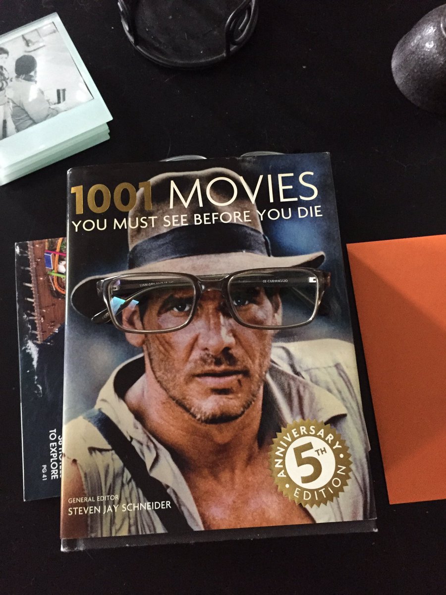 nategearhart's tweet image. I swear this was unintentional.  Randomly dropped my glasses on the table and turned "Indiana" Jones into "Dr." Jones. #FunWithGlasses #IndianaJones #1001Movies
