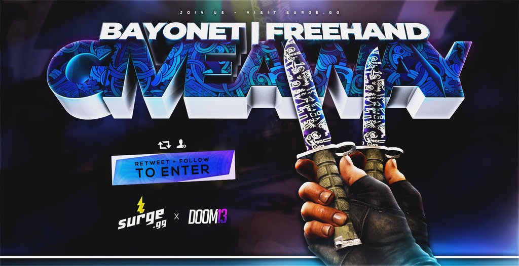 DoomisGod's tweet photo. BAYONET FREEHAND 

To Enter: 
- Re-Tweet + Like
- Follow @surgeskins 
- Turn on Post Notifications for @surgeskins (Reply with proof)

Good Luck
Giveaway Ends in 3 days! https://t.co/6aBKRCJSoT