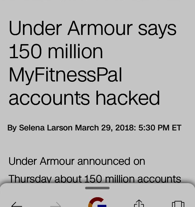 foodfitness's tweet image. MyFitnessPal accounts Hacked @CNN #underarmour @MyFitnessPal #dietdiary #foodtracker