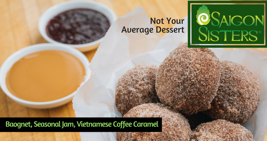 BangChopThai's tweet photo. Looking for something sweet?  
Saigon Sisters has amazing treats like Baognet, Che, &amp; Bread Pudding.

Desserts served only at our Lake Street location at dinner - #SaigonSisters 567 W. Lake Street, Chgo  

For desserts &amp; menu:
https://t.co/lzoNXomRC3
#desserts #Bao #deliciousfood https://t.co/fLE1mW1l2g