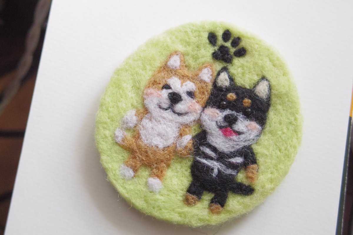 チクチク工房あや 仲良しさん いつもでも一緒なの 羊毛フェルト ハンドメイドキーホルダー 柴犬 犬 Dog 羊毛刺繍