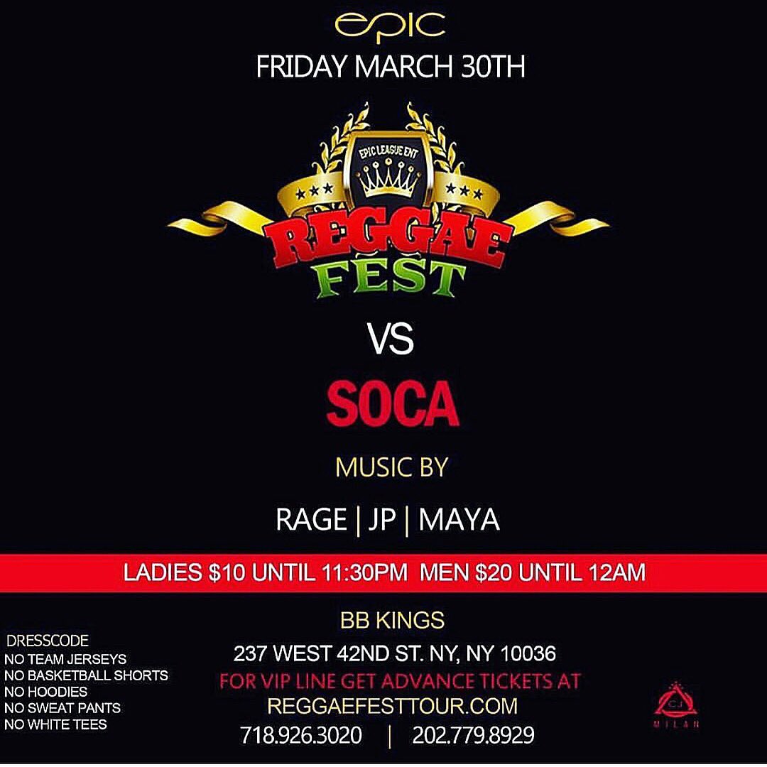 RellyxFLy_'s tweet photo. #TMM NIGHT‼️ #REGGAEFEST #Reggaefesttour ‼️ #March30th #NYC #BBKINGS #SOCA #42NdStreet #TimesSquare https://t.co/6TAzGBjNA4