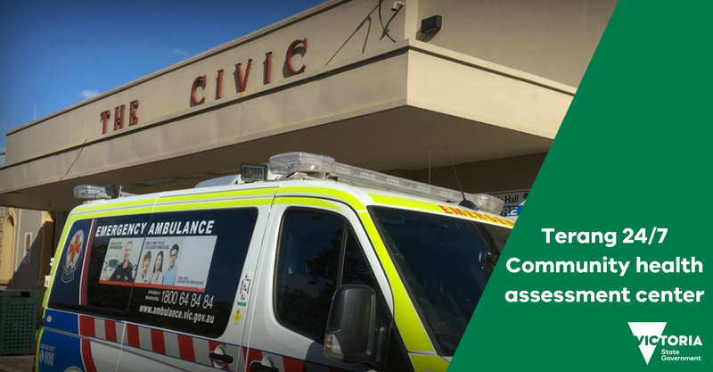 BetterHealthGov's tweet photo. The Terang Community health assessment center is open over Easter.
Drop in to have a chat about your health, grab a P2 mask if you are in the smoke area,check your Carbon Monoxide levels or just say g'day #swfires #vicFires #Cobrico #LakeElingamite #cobden #peatFire https://t.co/HeBOVY8Bse