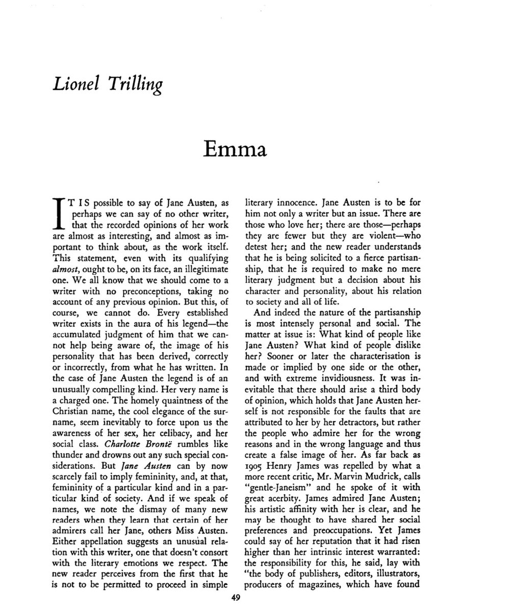 JaneAustenSES's tweet photo. Lionel Trilling fue crítico literario americano, conocido por ser austenita. En el siguiente enlace encontraréis un artículo que escribió sobre Emma: https://t.co/bu5dPyi5do
#janeausten #janeaustenses #jases #lioneltrilling #emma #literaturainglesa #mujeresyliteratura https://t.co/A6CA7RrMcT