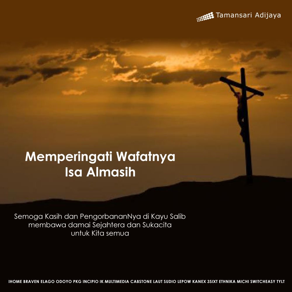 Elago_IND's tweet photo. Semoga Kasih dan PengorbananNya di Kayu Salib membawa damai Sejahtera dan Sukacita untuk Kita semua.

Selamat memperingati wafatnya Isa Almasih.

#jumatagung #paskah #wafatisaalmasih https://t.co/zBBxpdK64E