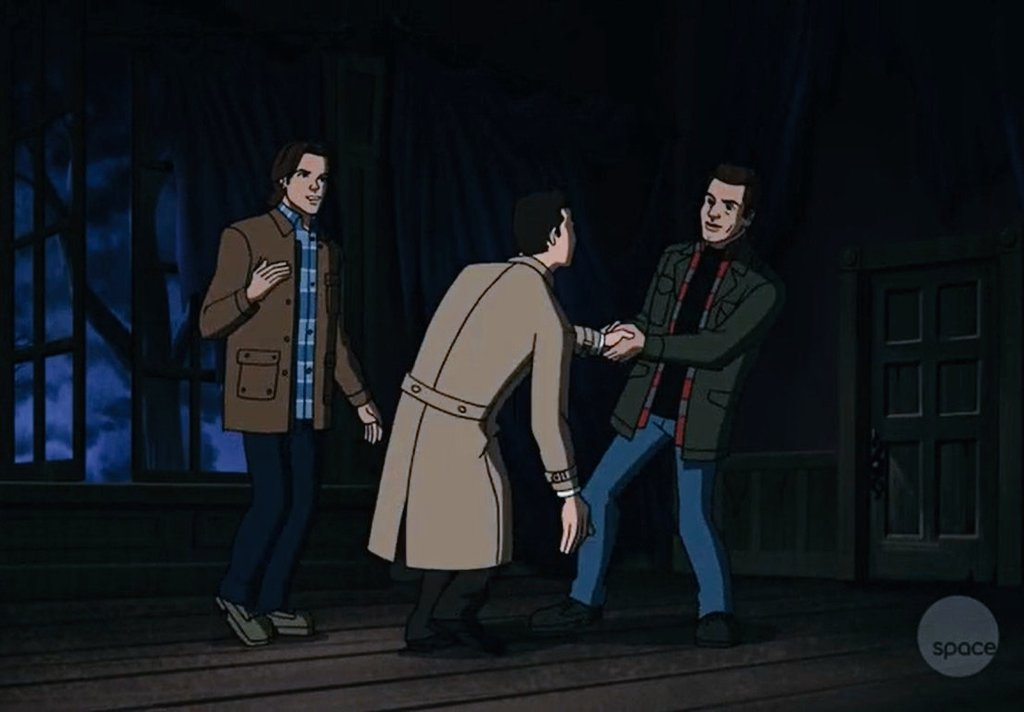 wowwuxian's tweet photo. The soft smile on Dean's face when pull Cas up aawww  #Supernatural #Scoobynatural https://t.co/6U9E4L44dD