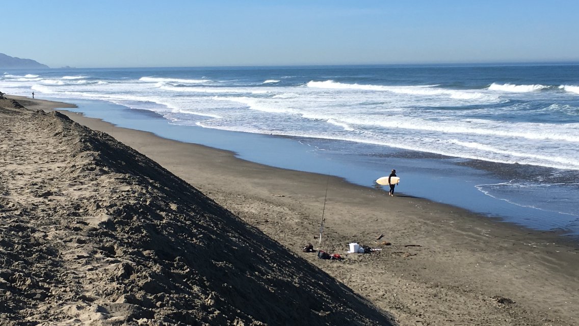 SurfriderSF's tweet photo. New sand replenishment work is underway at Sloat.  See this month's post at https://t.co/wINjb398Sw https://t.co/sZTobZWA6N