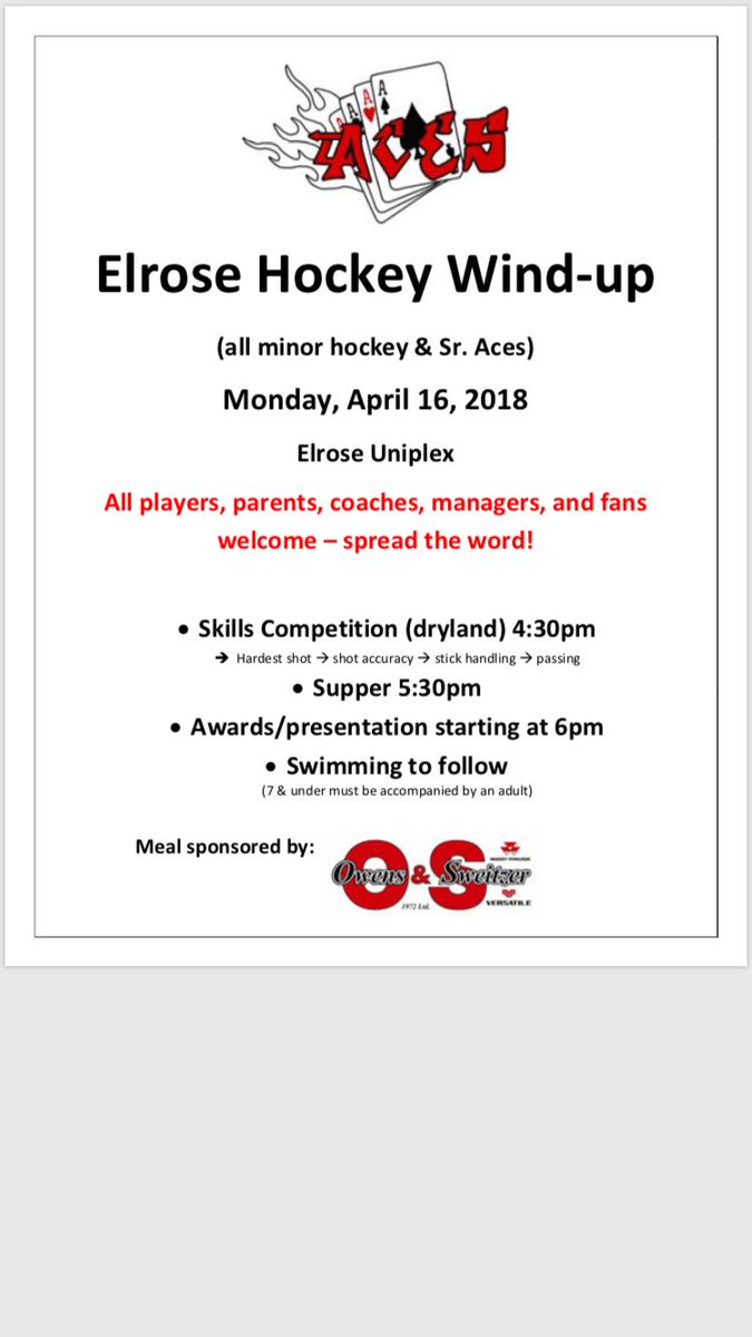 Save the date! And a huge thanks to <a href="/OandS1972/">Owens & Sweitzer</a> for supporting our hockey wind up!