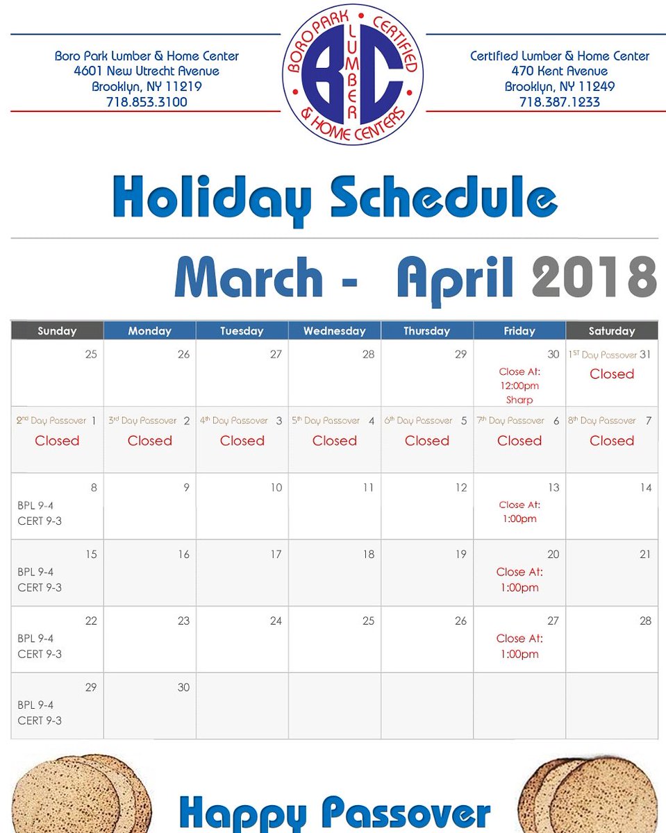 bplumber's tweet image. #Boroparklumber #Holiday Schedule we are wishing all our customers a #HappyPassover