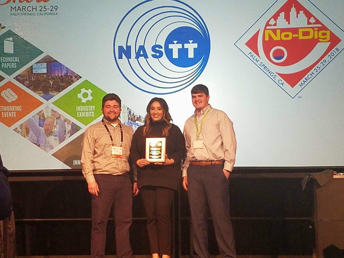 ttc_latech's tweet photo. TTC staff, students, and our @LATech @NASTT student chapter enjoyed  another great and successful No-Dig show in Palm Springs, CA. We won the student chapter presentation, an Argent Memorial scholarship, and placed second in the research poster competition
https://t.co/TT9C14lryG https://t.co/7oMjBDgj8n