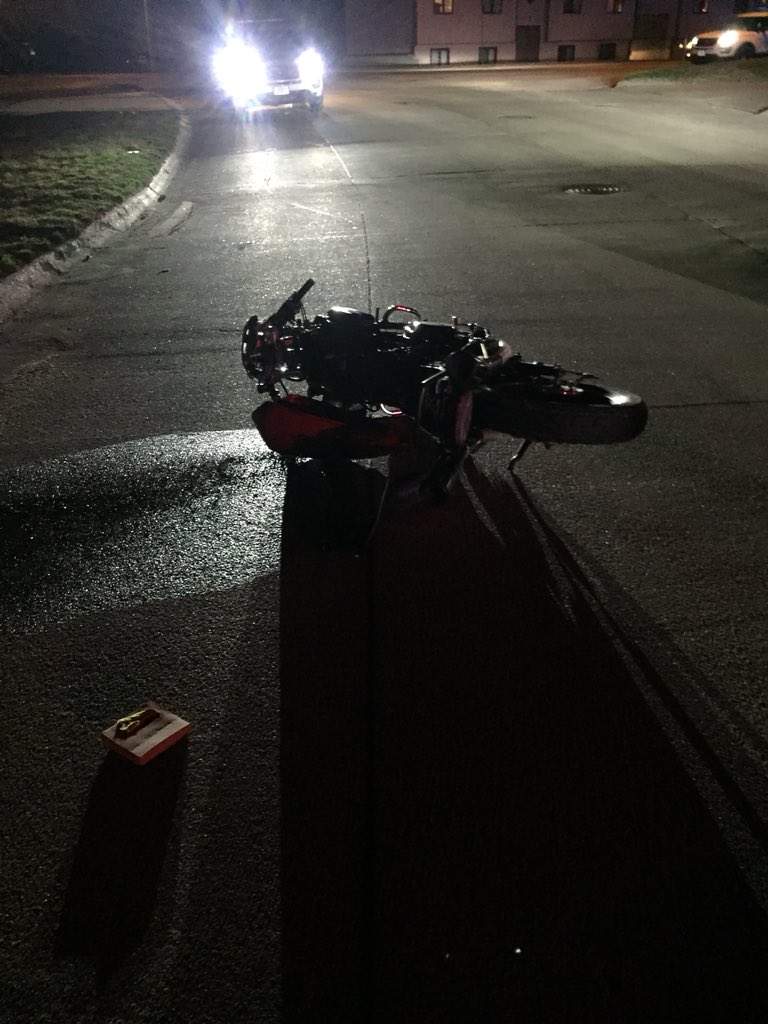 GIPoliceDept's tweet photo. If you crashed your motorcycle running from the police, come see us. We have your phone too. Don’t make me call you by name. ^GIPDOfcRoehrich https://t.co/a9XhfQGb8m