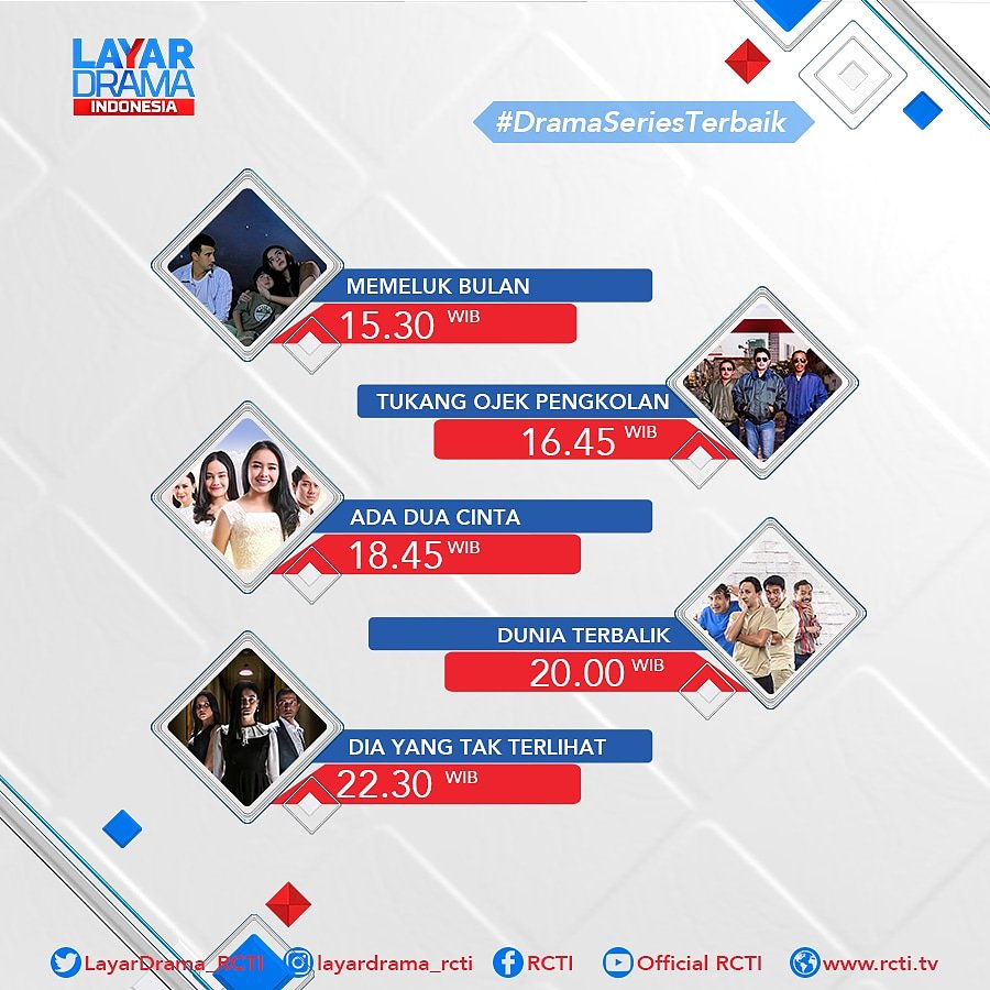 LayarDrama_RCTI's tweet photo. Check jadwal Layar Drama Indonesia kesayangan kamu hari ini yuk.

Sinetron apa yang kamu nantikan?
Stay tuned @officialrcti

#DramaSeriesTerbaik https://t.co/lTlcX28kPr