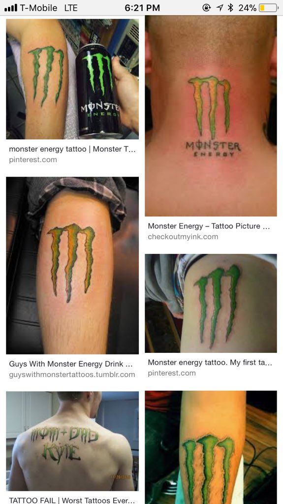Monster Energy and Fox Racing tattoo