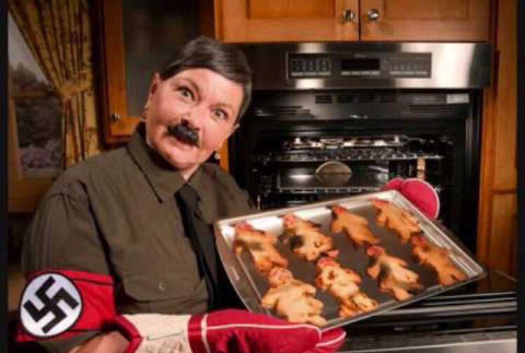 Barr dresses like Hitler and bakes human cookies. Normalizing her racism is what got trump elected. Enough is enough. Offensive over load...Time to resist