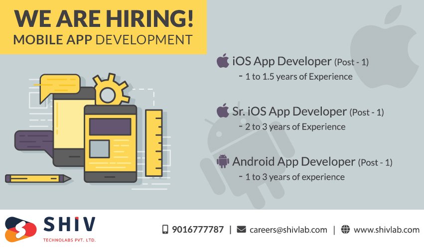 Shiv_Technolabs's tweet image. Job Opening for #android_app_developer #IOS_app_developer
Interested Candidates Contact Us Now
Email Id:- careers@shivlab.com
Mobile Number:- (+91) 9016777787