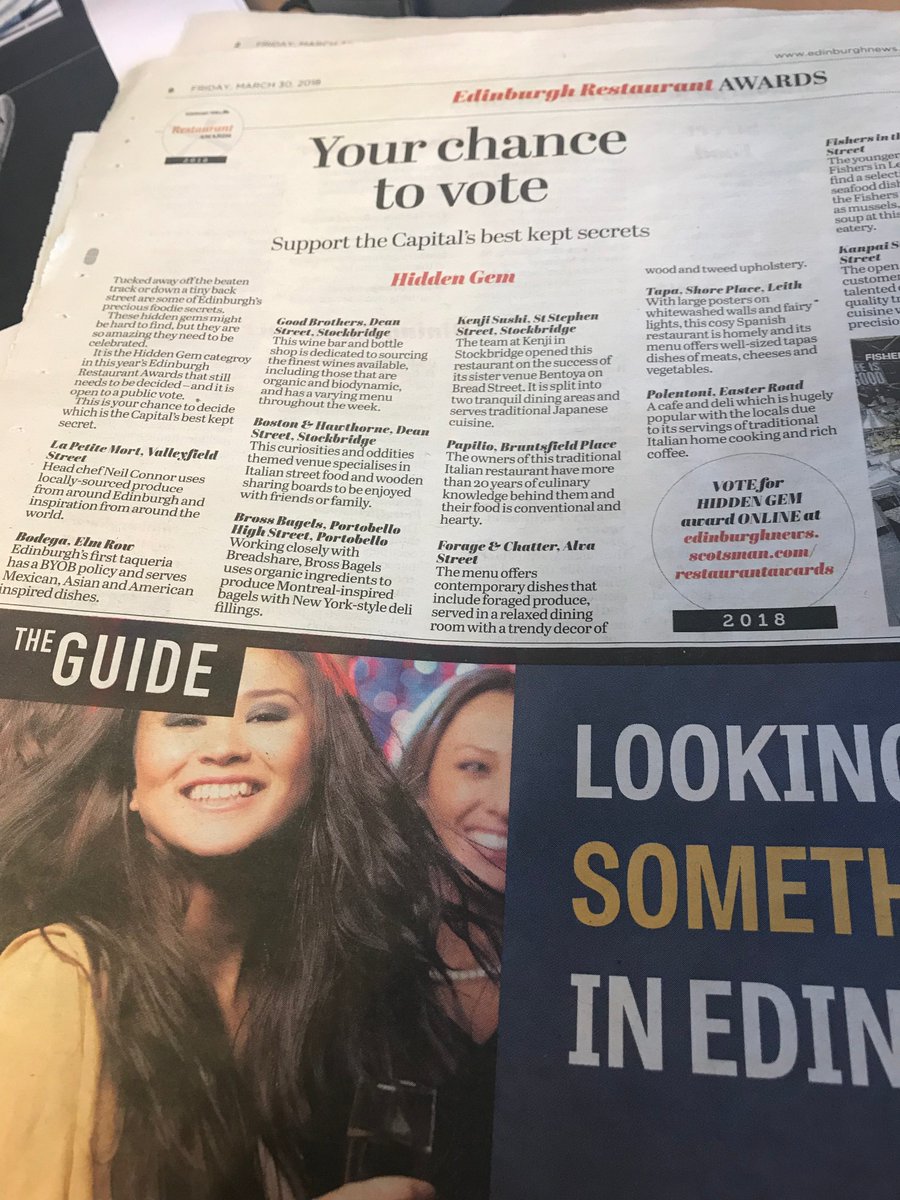 EdinRestAwards's tweet image. We have 10 finalists for #EdinburghsHiddenGem - @LaPetiteMortEdi @ILoveBodega @GoodBrosWine @Bstn_Hwthrne @BrossBagels #KenjiSushi #Papilio @forage_chatter @tapaedinburgh #Polentoni
We want YOU to choose the winner so cast your votes here: edinburghnews.scotsman.com/restaurantawar…