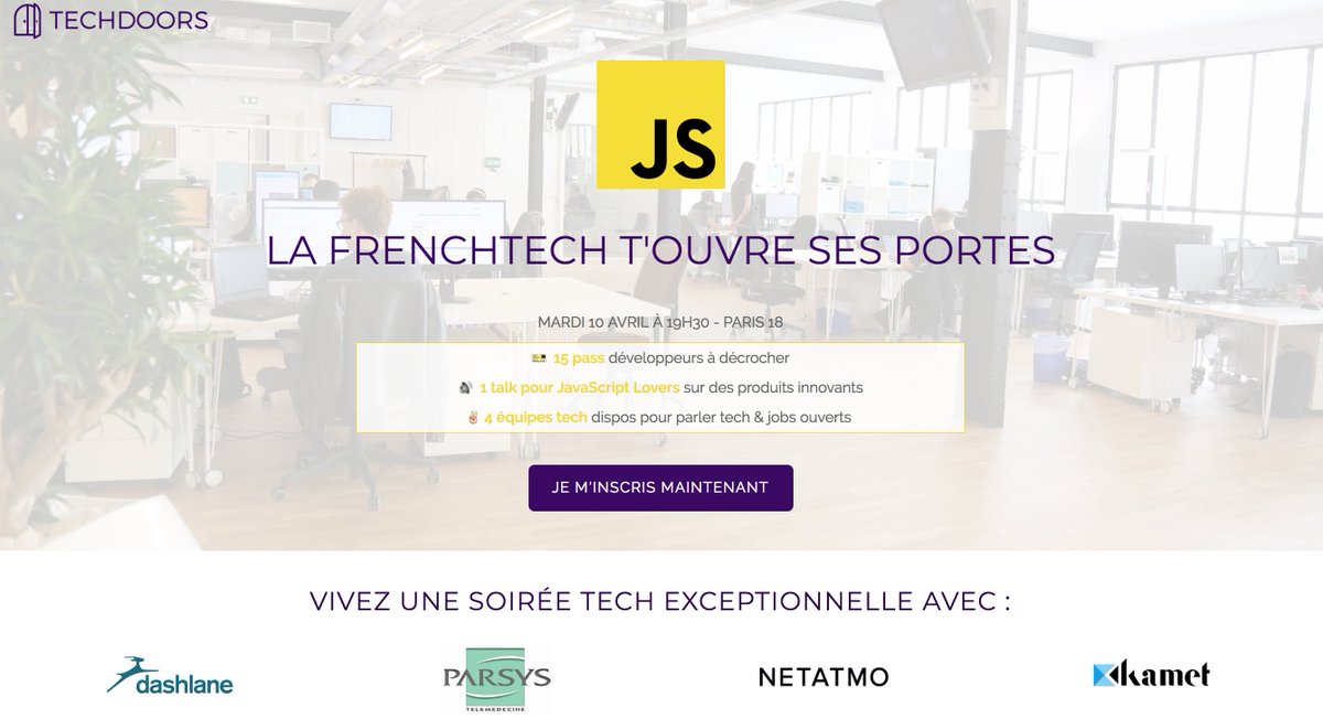 TechDoorsLive's tweet image. 👋 Allô les tech, la prochaine #TechDoors #JavaScript est annoncée le mardi 10 avril : techdoors.io/techdoors14/ en compagnie de @dashlane, @Parsys_Telemed, @netatmo et l&apos;incubateur Kamet Ventures !
Réservez vos places viiiite 🤩 ca fait plaisir et c&apos;est meilleur que les @Lindt 🐣