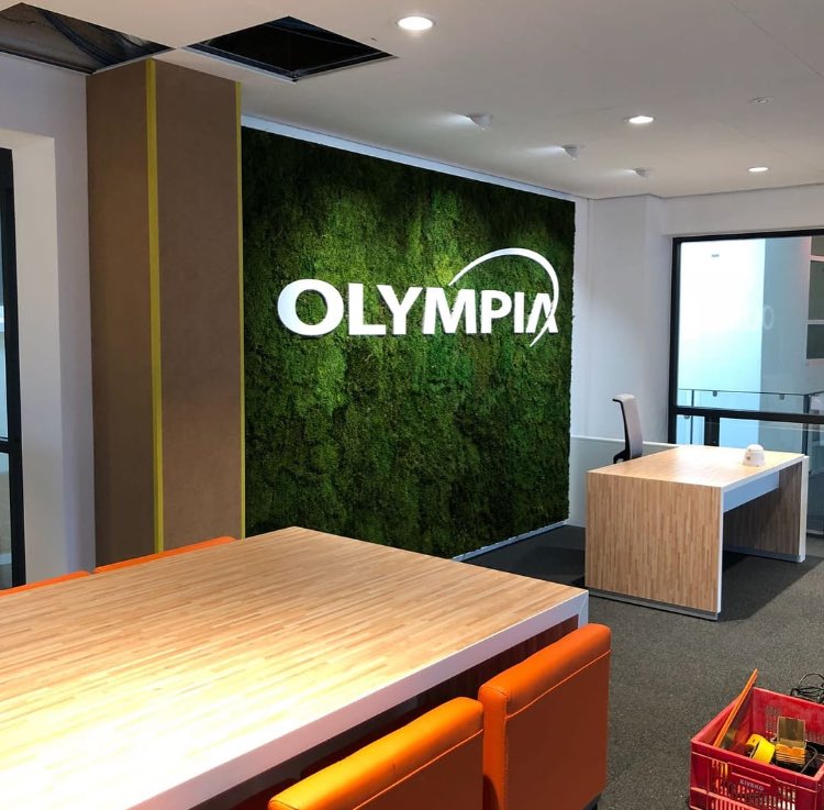 We have made this nice moss frame and logo for Ten Brinke Interieurbeplanting. Ten Brinke just needed to stitch the moss.