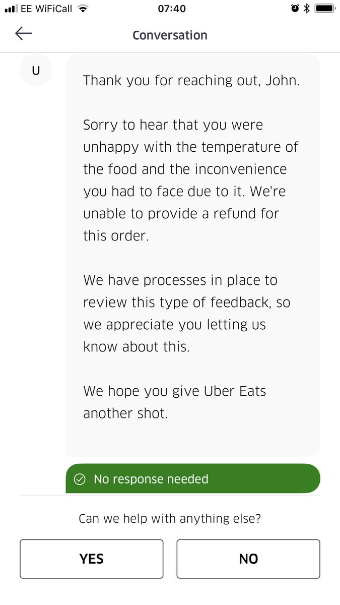 jpetrella86's tweet photo. @Uber_Support @UberEats @Uber_Support @McDonalds @foodgov @BadServiceNews @badcsuk all that has been said is that you have processes and nothing can be done? https://t.co/h1GZPQjM3t