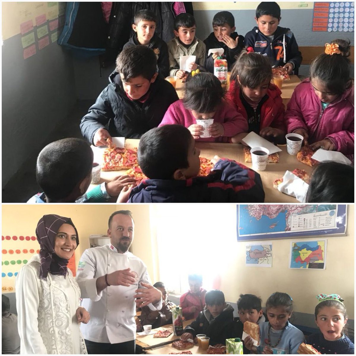 Van'ın en ücra köy okulundaki  öğrencilerine pizza ziyafeti çektirerek yüreklere dokunan Van Aşçılar Derneğine teşekkür ediyoruz..
