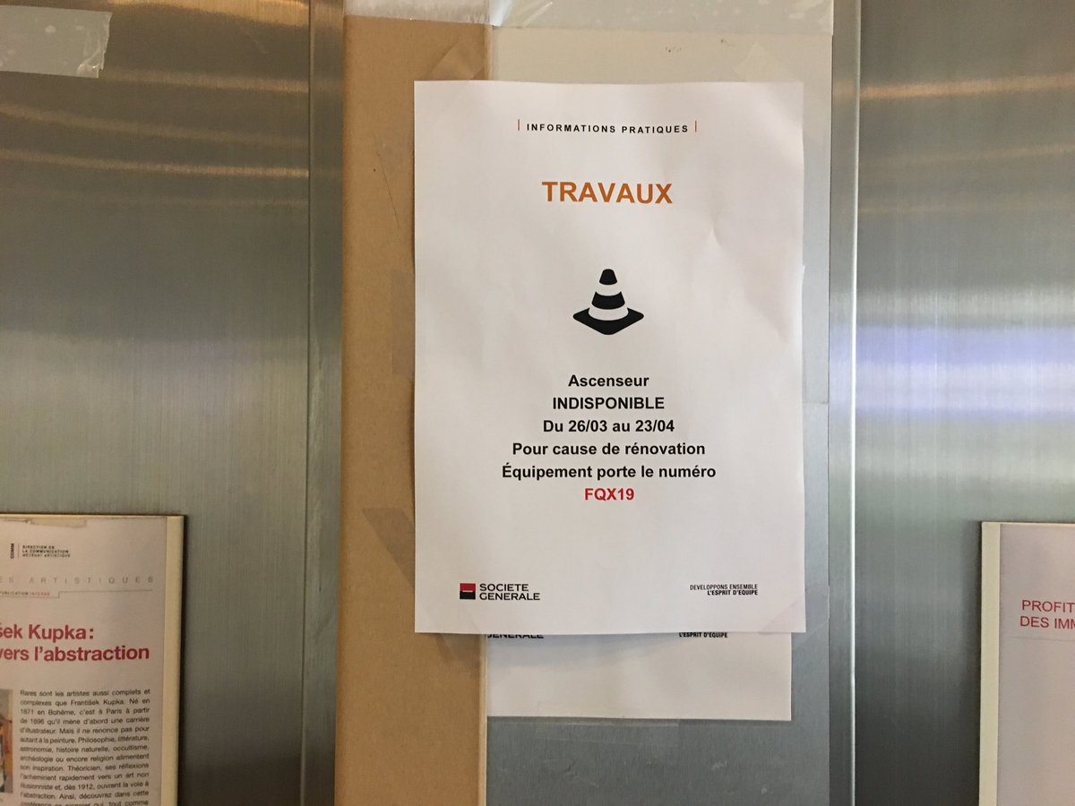 Vin0x64's tweet photo. Voyons le côté positif ça va faire faire du sport ... le bureau est au 6e étage https://t.co/VzGoClZ1cC