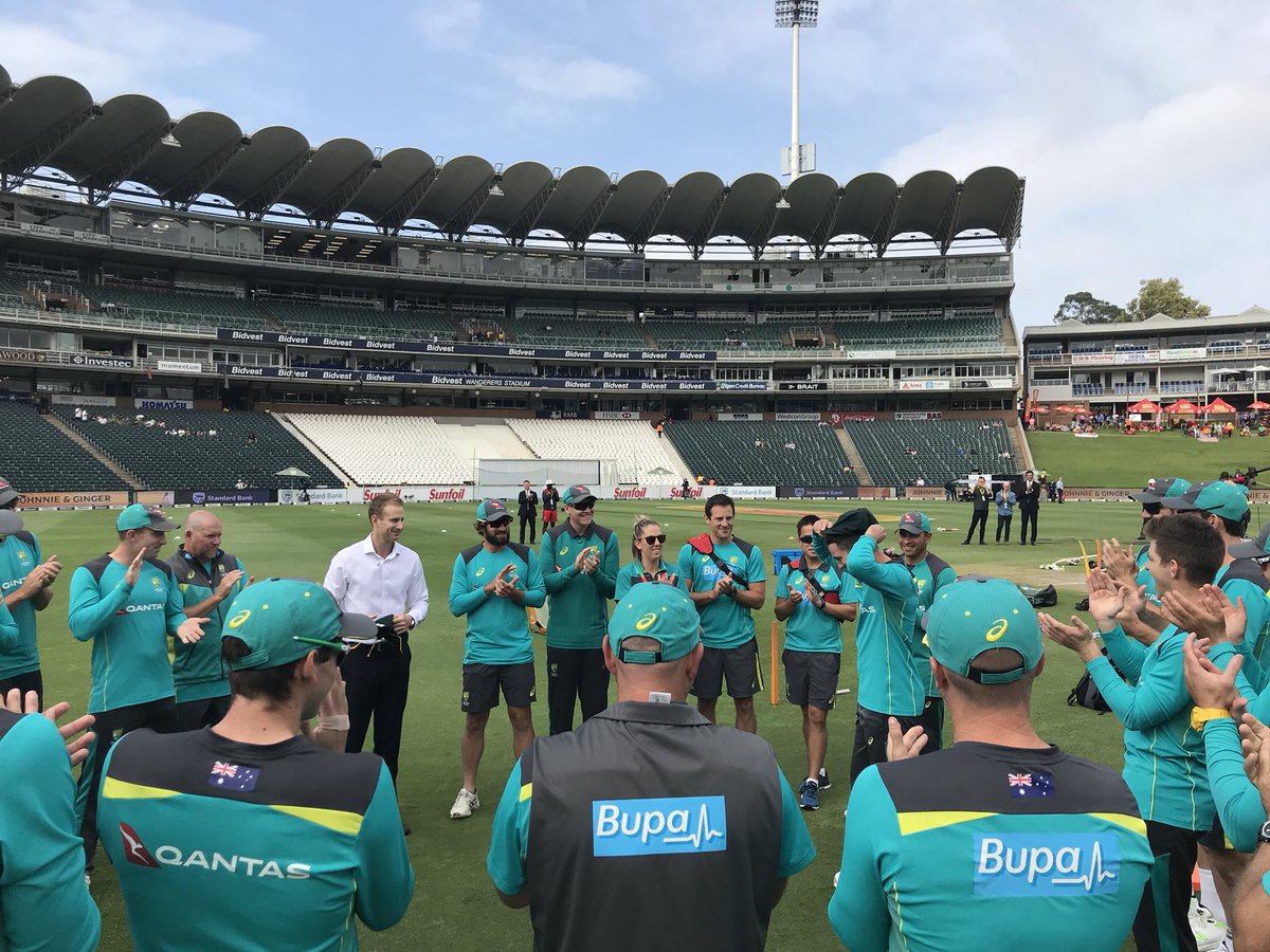 cricket_country's tweet photo. #ChaddSayers to make debut in fourth and final Test. Adam Voges presented him the cap #AUSvSA #SAvAUS
https://t.co/RR6hr2zIPp https://t.co/7FCcB12hta