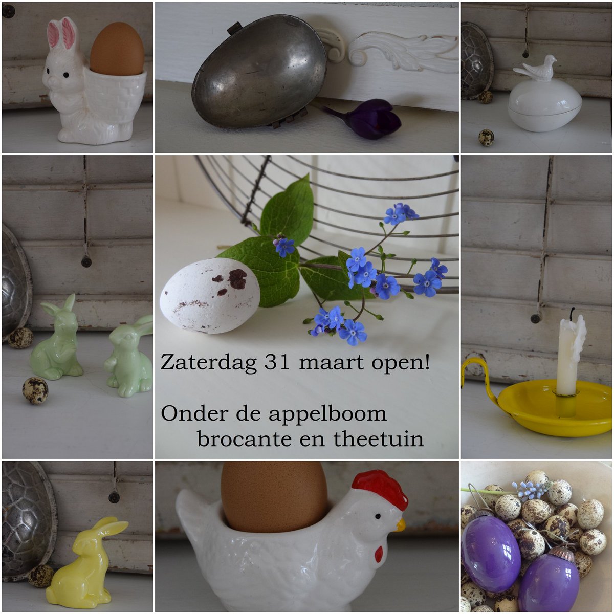 Morgen, zaterdag 31 maart, is er weer een gezellige brocante verkoop in de theetuin. Van harte welkom om een kijkje te komen nemen!