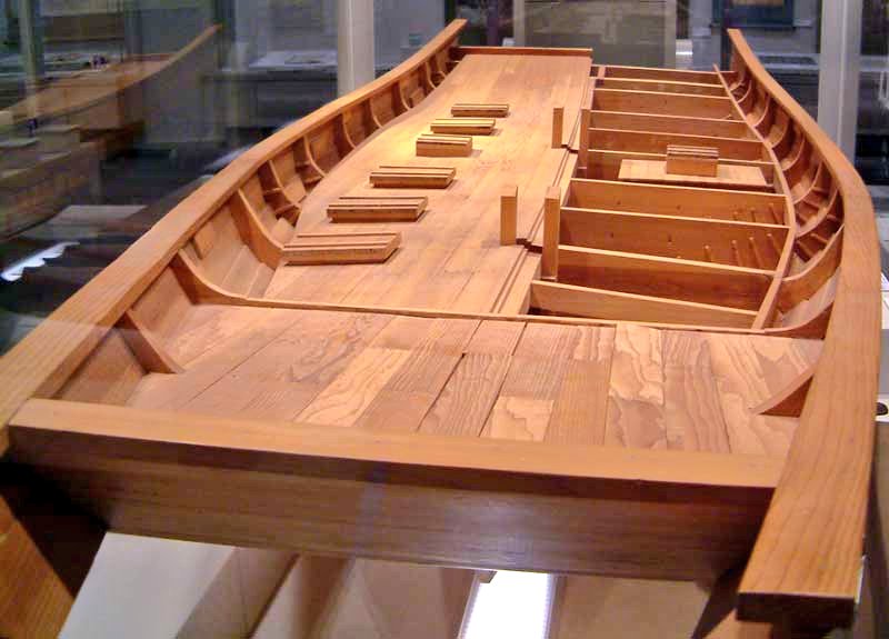 28) The model of a Chola Ship's hull rebuild by Archeological Survey of India based on a wreck 19 miles off the coast of Poombuhar, displayed in a Museum in Tirunelveli