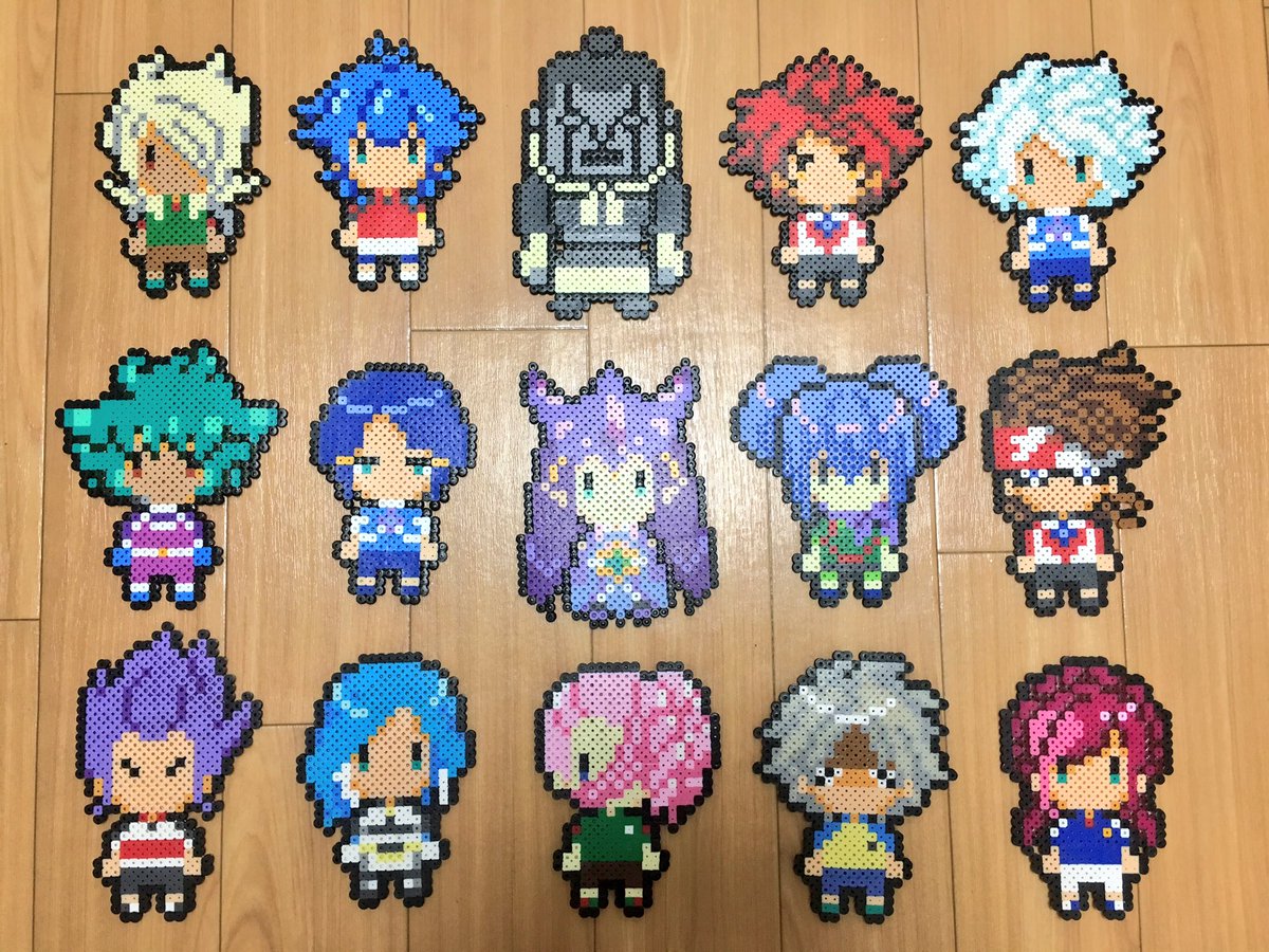 ヤヤカ Twitterren イナズマイレブンアートコンテスト アイロンビーズでイナズマのキャラ作りました 作りたいキャラがたくさん居るのでしりとり形式で作る事にしました ４枚目に概要と作ったキャラ名載せてます