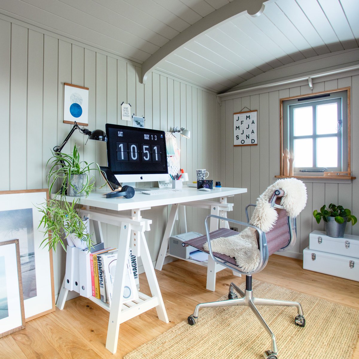 One of a series of new photographs of a Cabin interior, this one is an art studio / home office - who fancies working in a place like this?