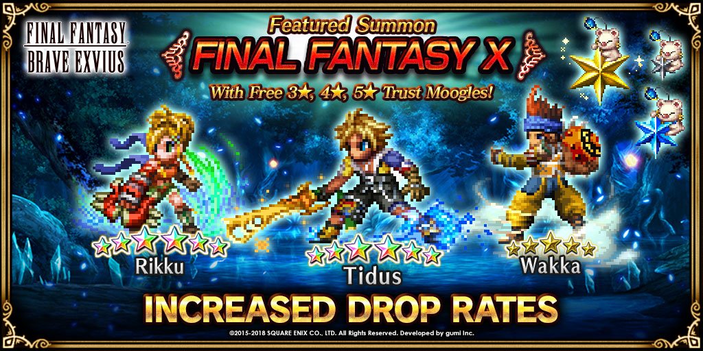 Final Fantasy Exvius No Twitter Take Another Shot At Tidus Rikku And Wakka And Get Bonus 3 Star 4 Star Or 5 Star Trust Moogle With Every Summon On Their Special Banner From 3 30 1 00
